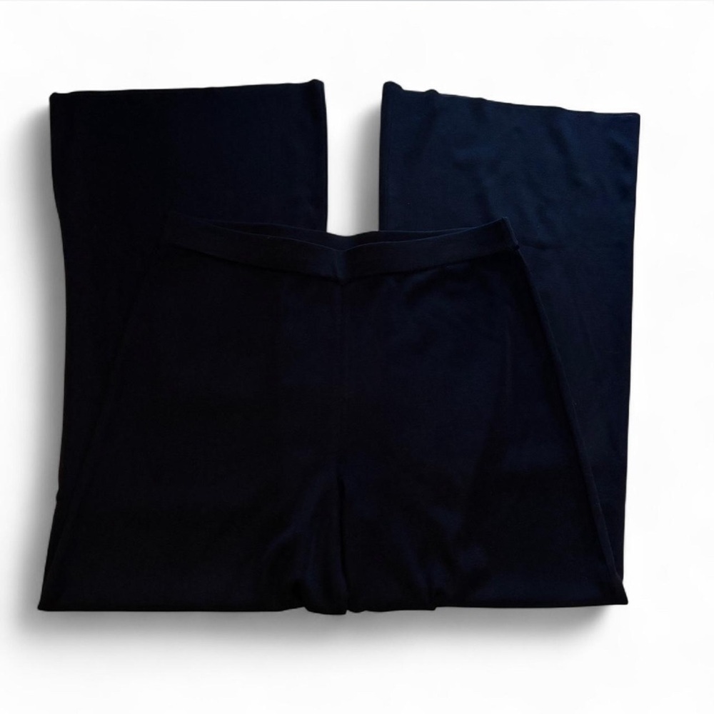 Misook Knit Pull On Pants Sz XL Wide Leg Black Stretch Work Office Professional - Picture 3 of 5
